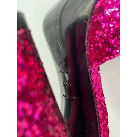 ATTICO Devon Fuchsia Mule Heel Pink Glitter Sparkle 38.5 NEW - Picture 6 of 7